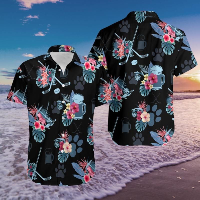 Felacia [Hawaii Shirt] Hockey and Beer For Life Tropical Hawaiian Aloha Shirts-ZX2401